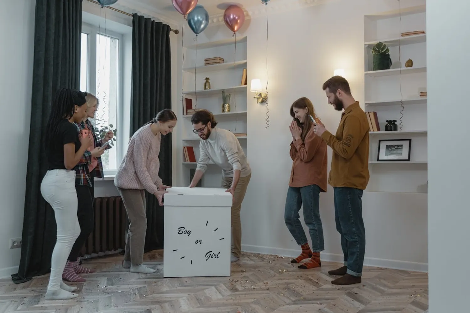 Family gender reveal party