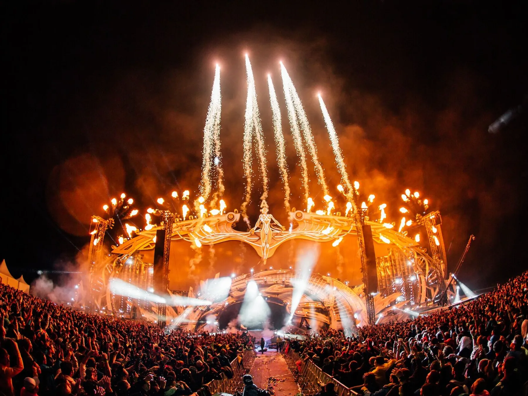 Fireworks above a stage