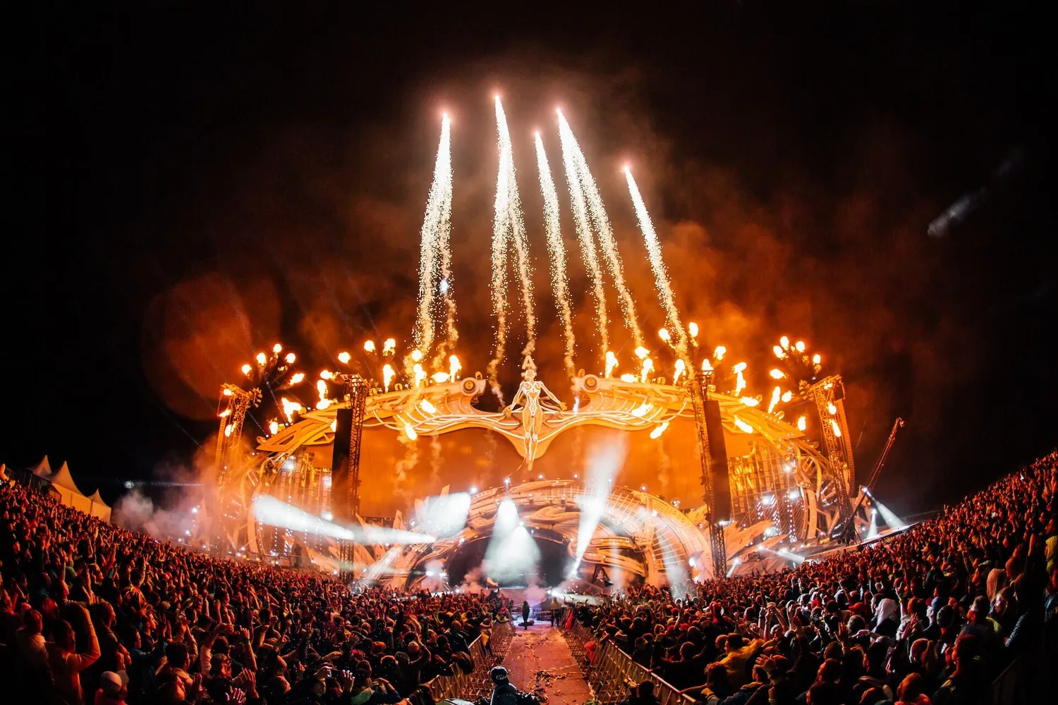 Fireworks over stage