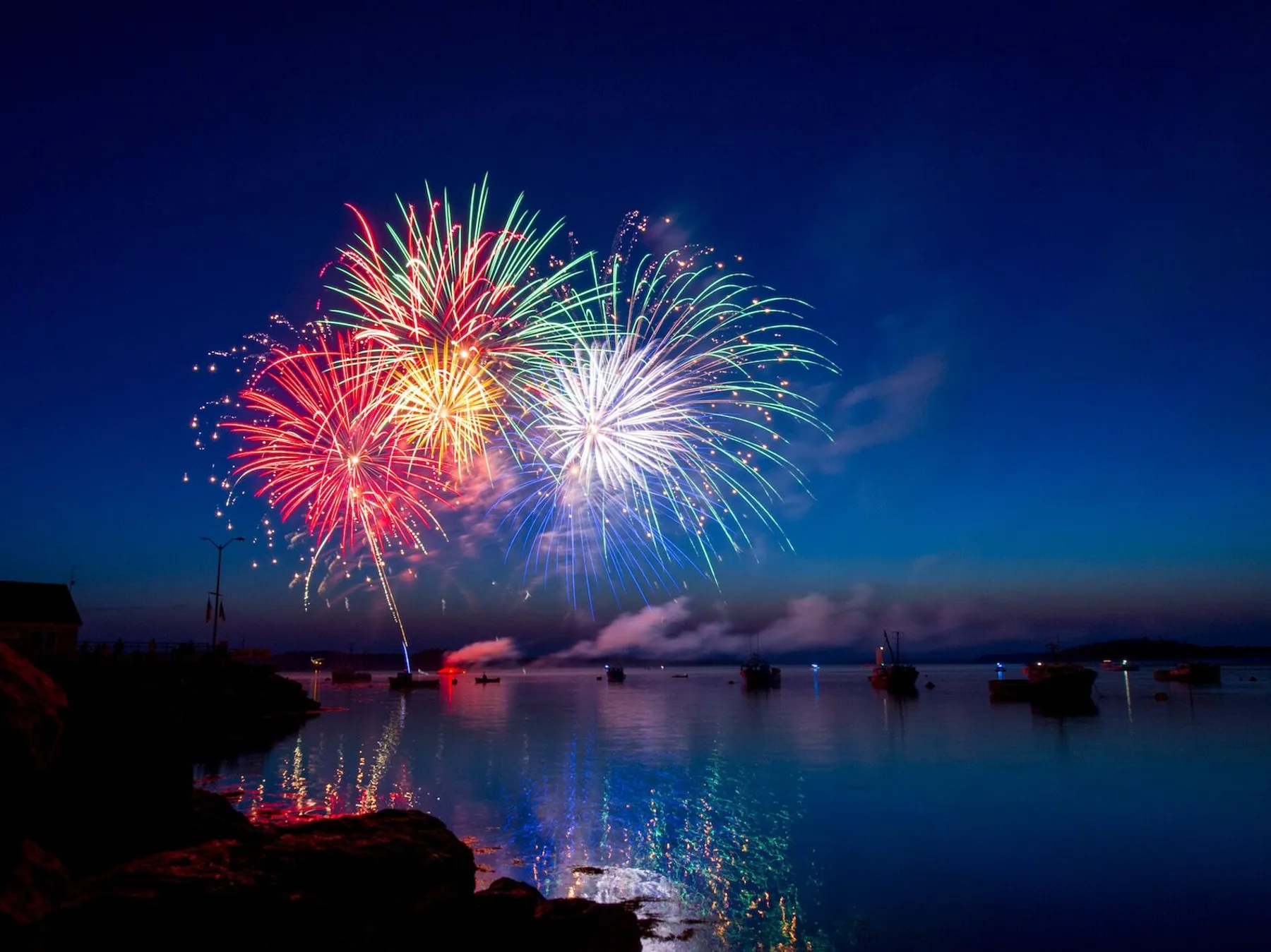 Fireworks over water