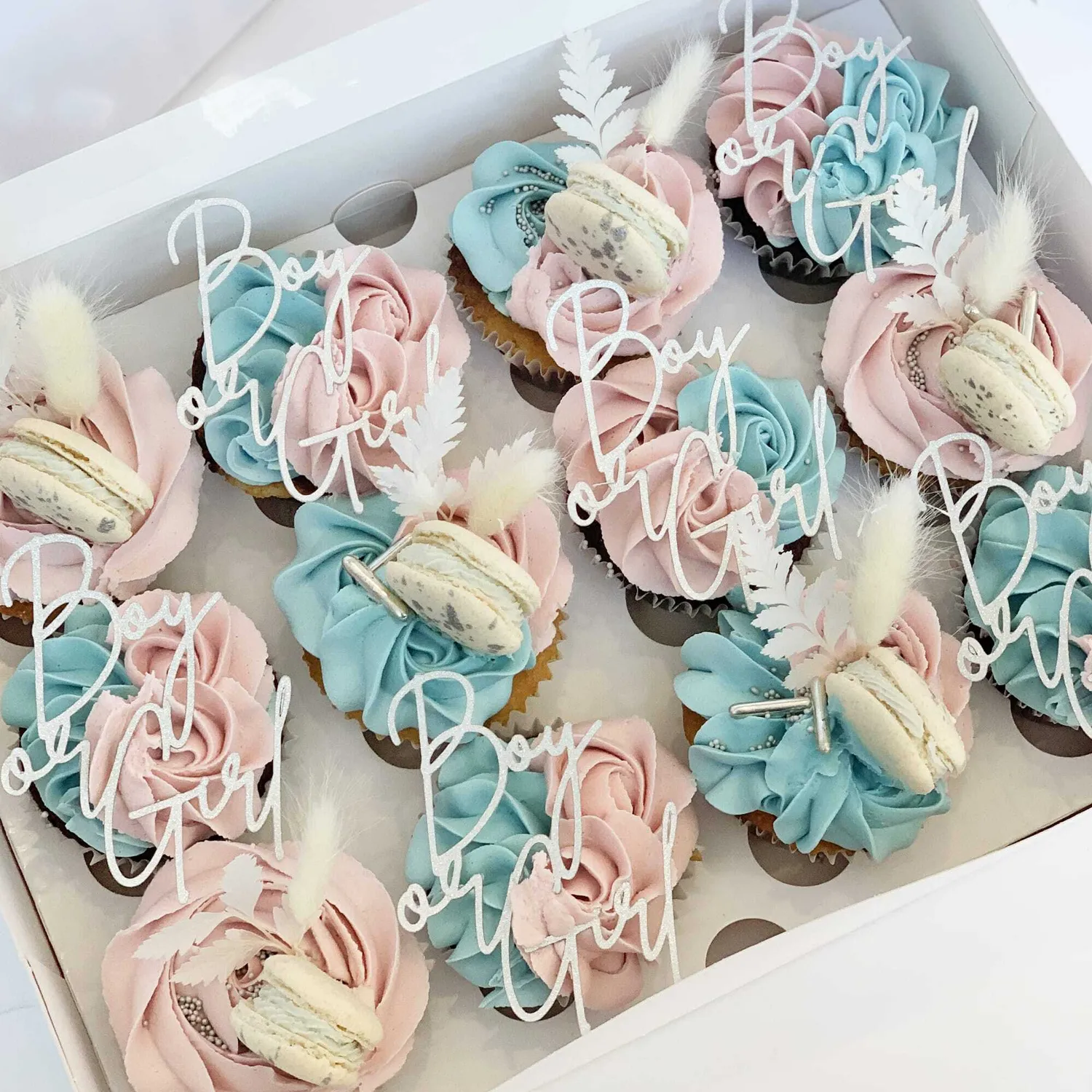 Gender reveal cupcakes
