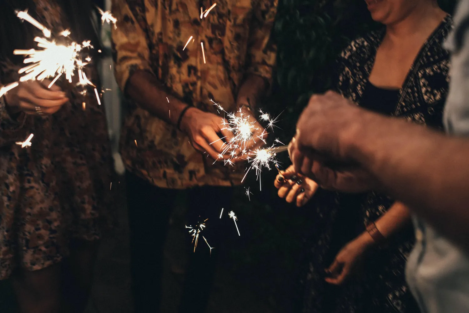 Group photo using sparklers