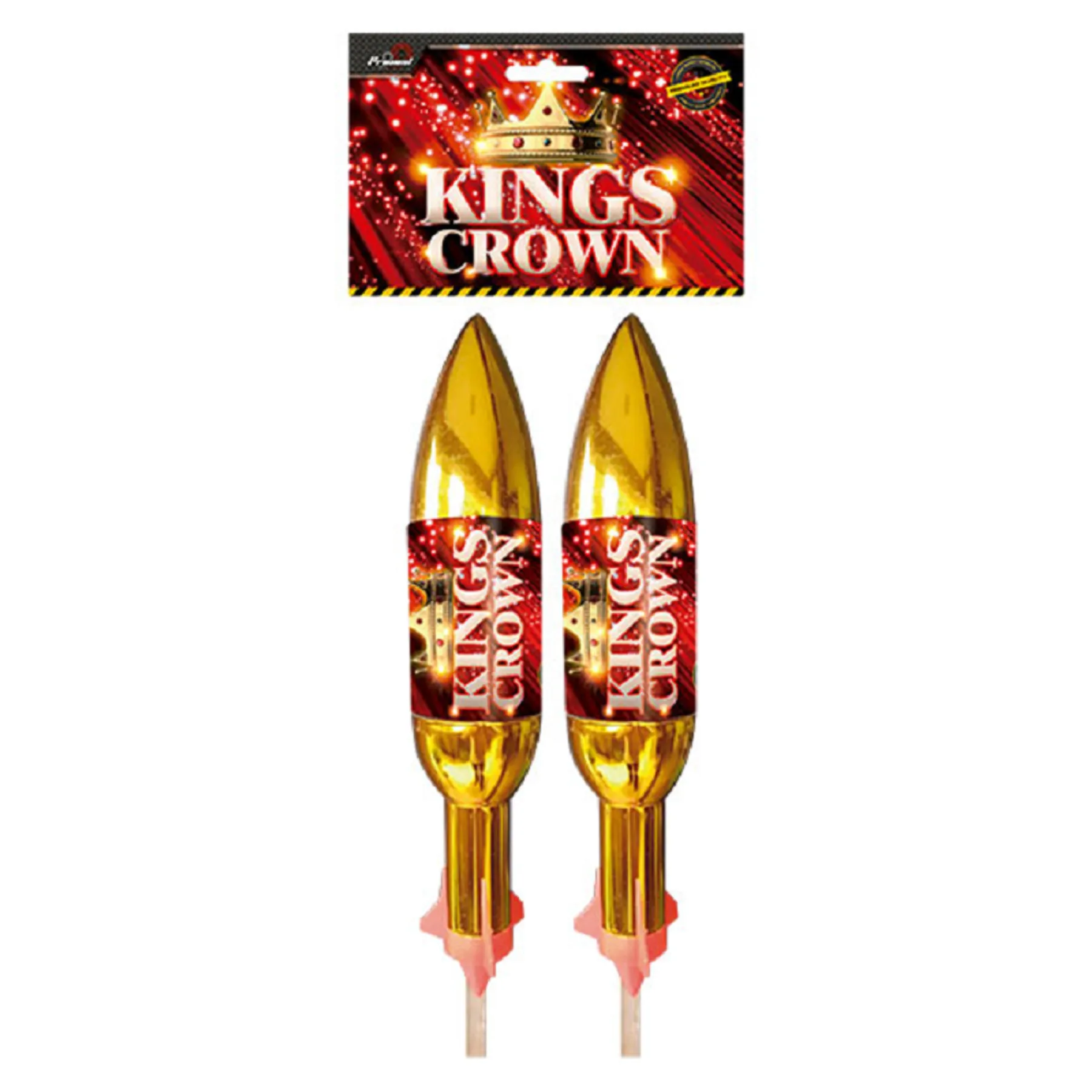 King crown rockets from primed pyrotechnics