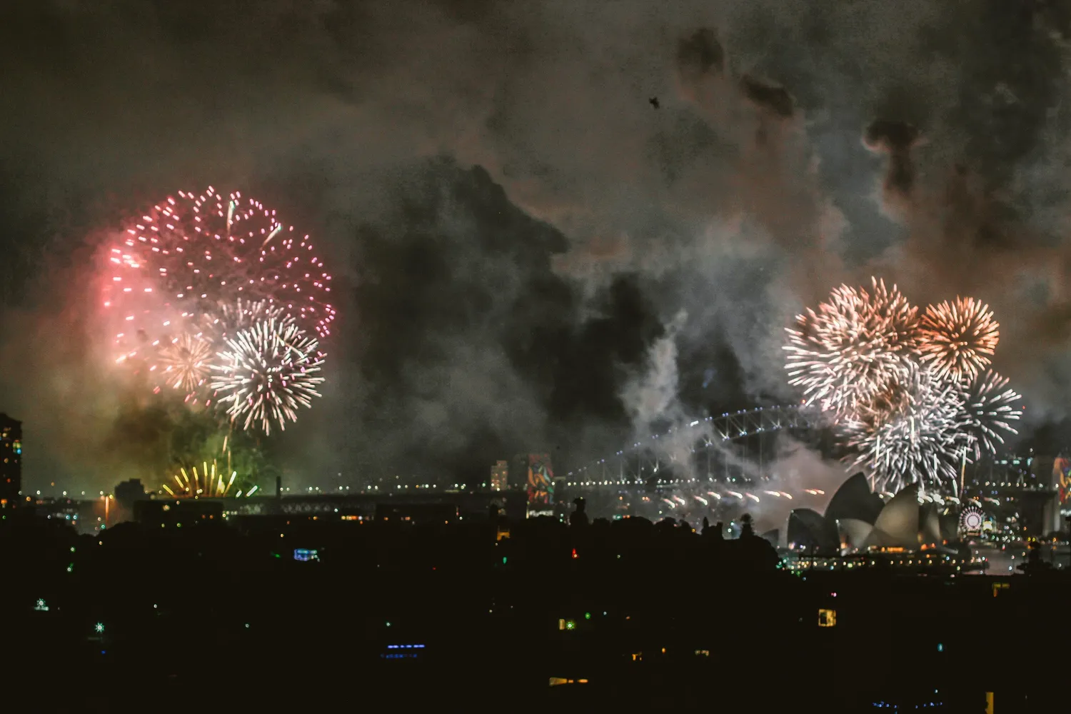 Landscape firework over city