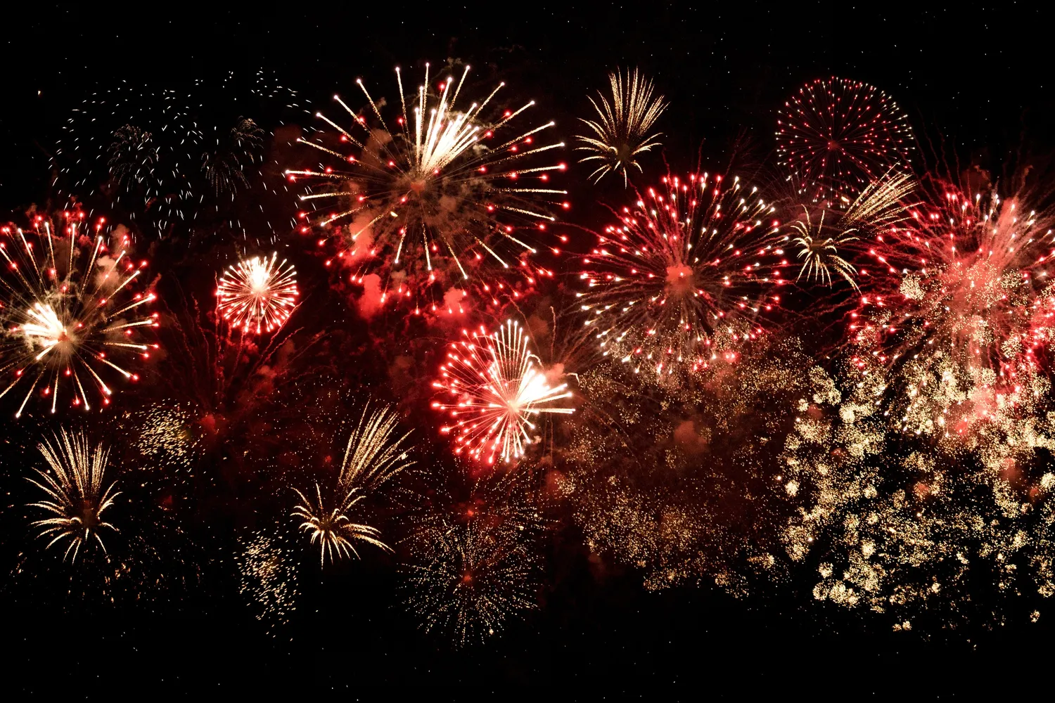 Multiple firework bursts