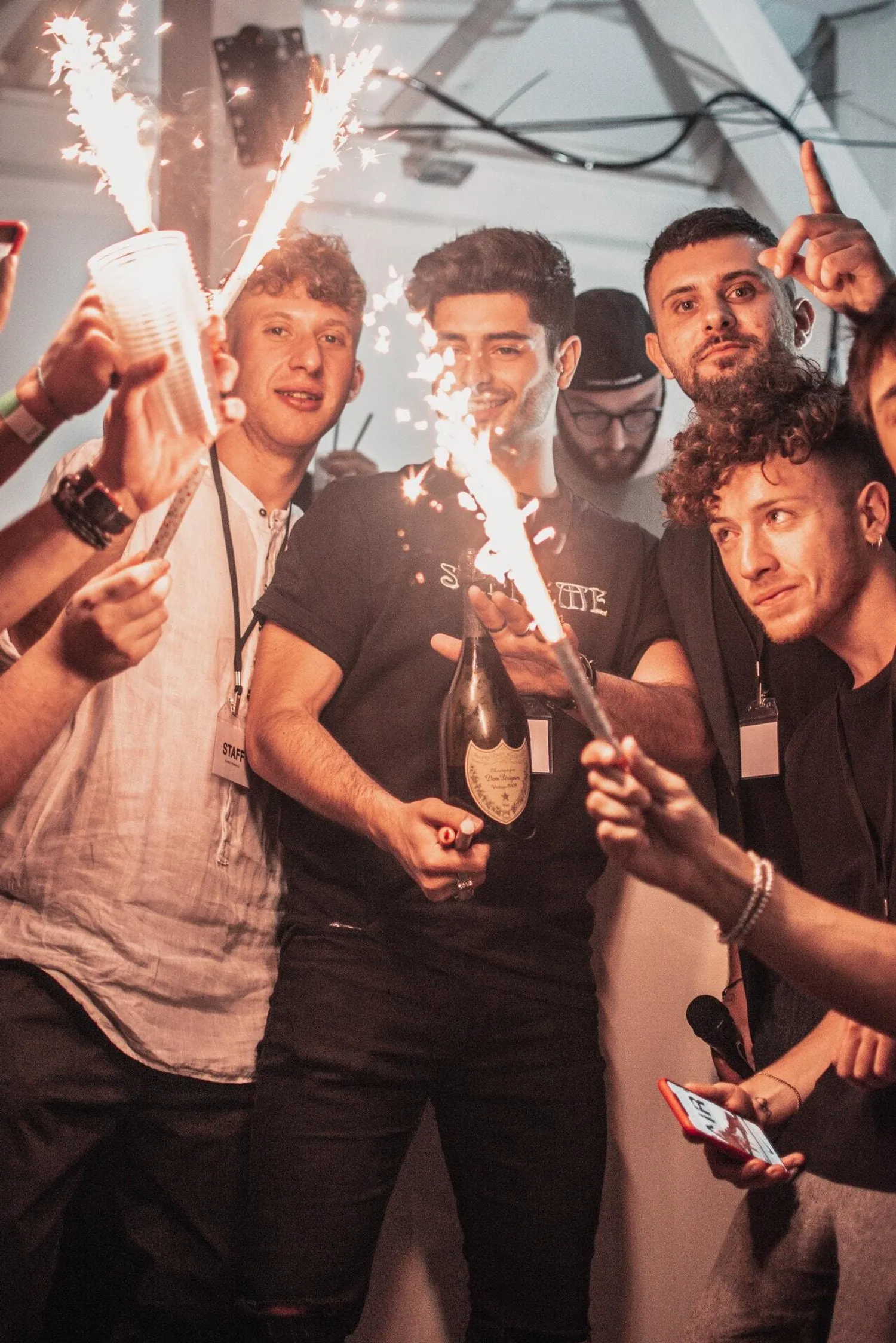 People holding fireworks