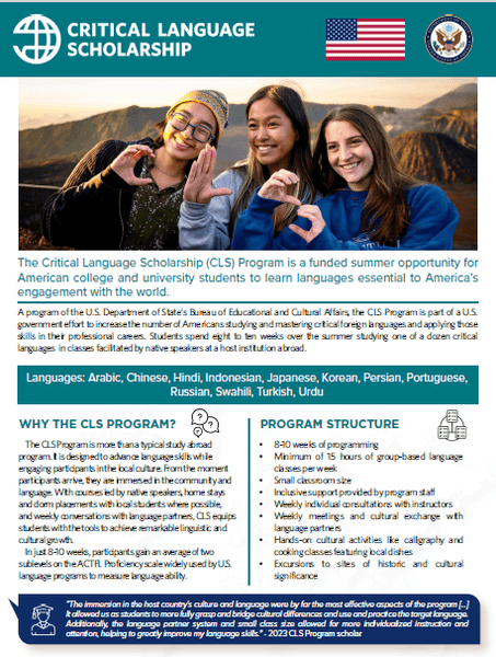 CLS Advisor Roadmap - Critical Language Scholarship Program