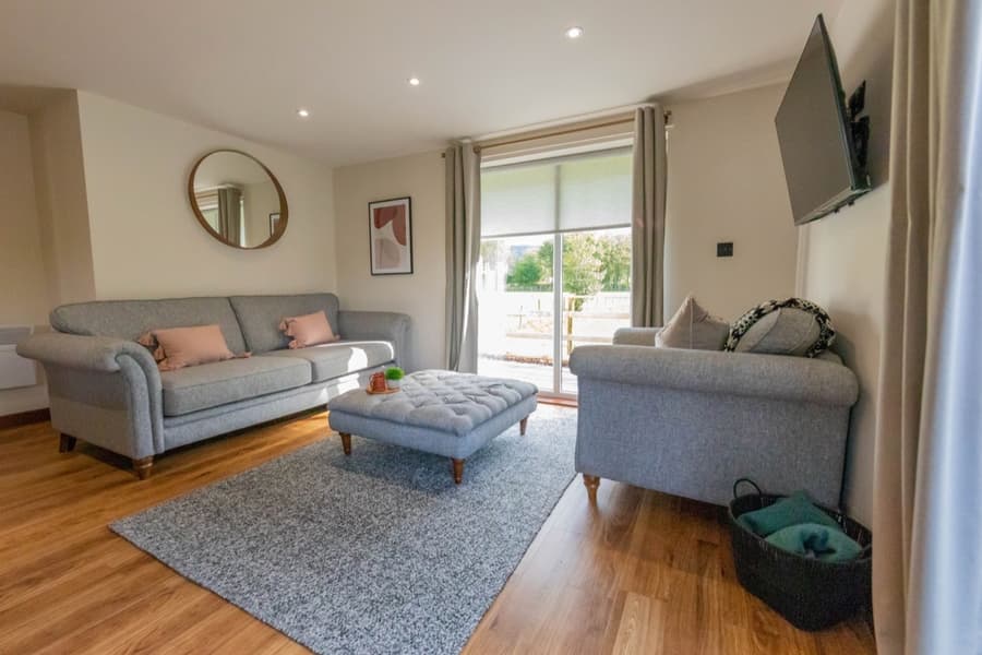 Spacious living area at our holiday lodge in North Wales