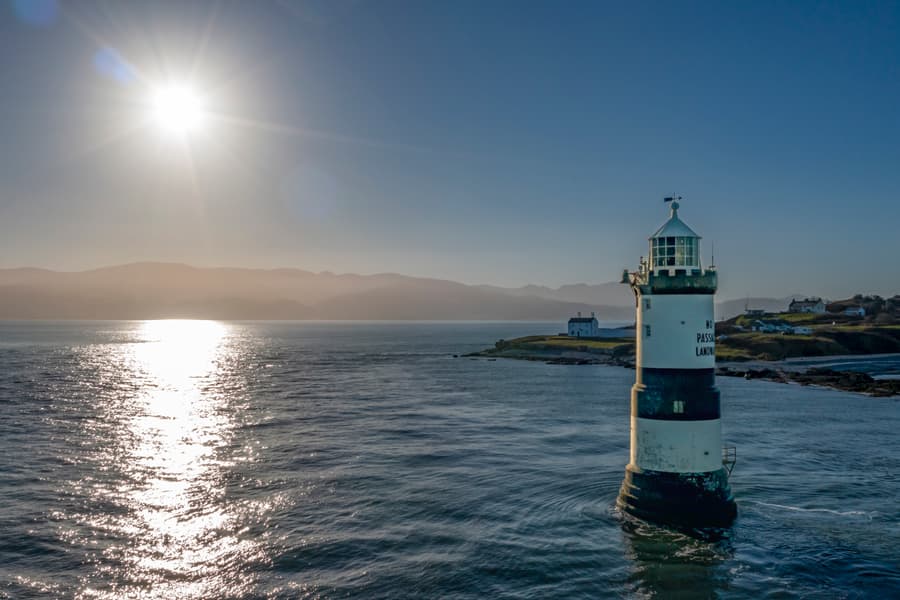 Penmon Lighthouse Looking to Snowdonia