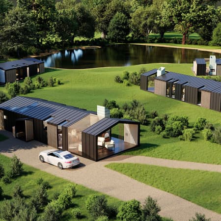 Luxury lodges surrounded by bespoke landscaping