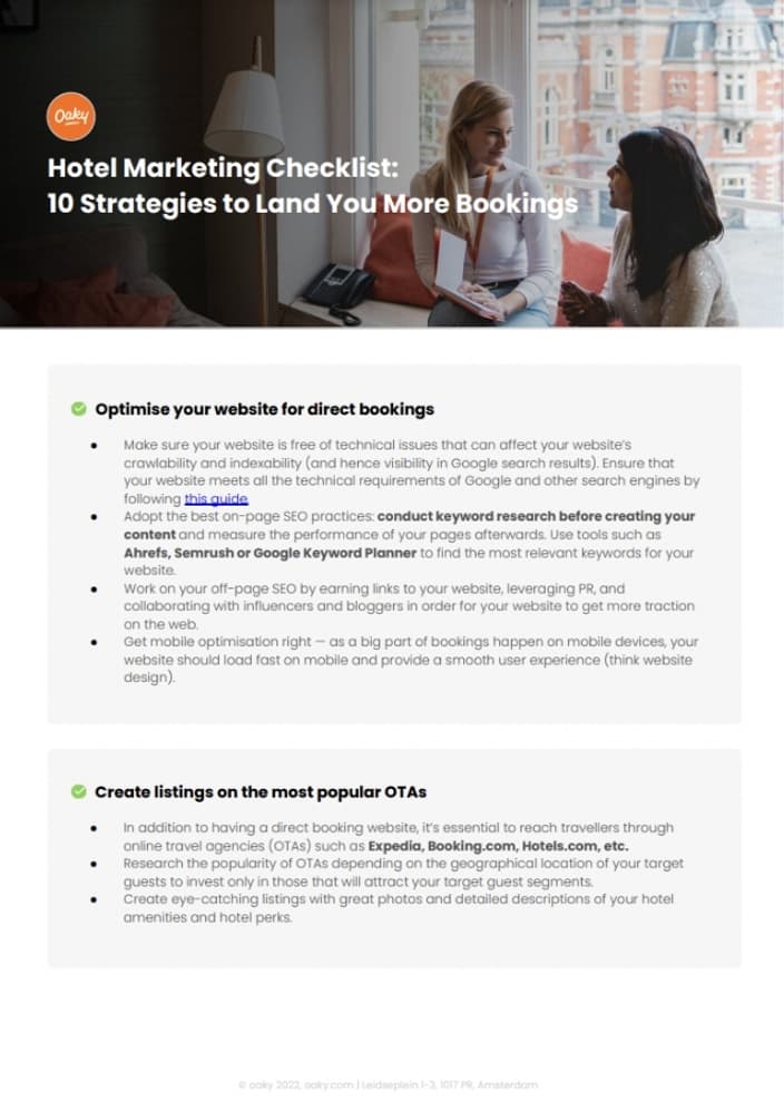 Hotel marketing checklist download