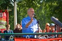 Jeremy Corbyn Leader of the Labour Party UK speaking at rally