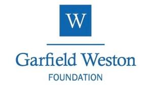 A white W in a blue square, below in blue text reads Garfield Weston FOUNDATION