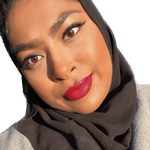 A British Muslim women with a great head scarf and red lipstick