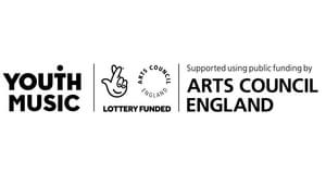 Youth Music in bold black letters, next to the lottery funded arts council England logo