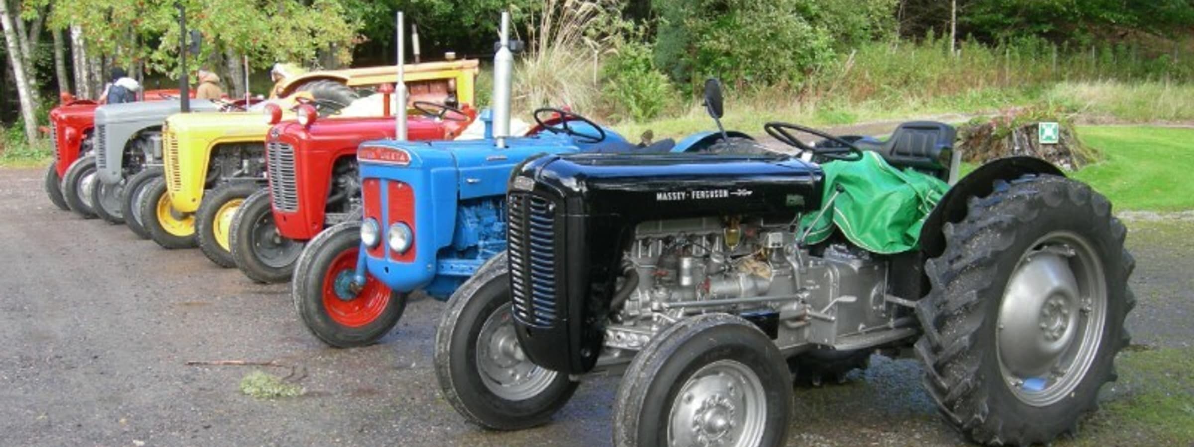 A row of tractors.