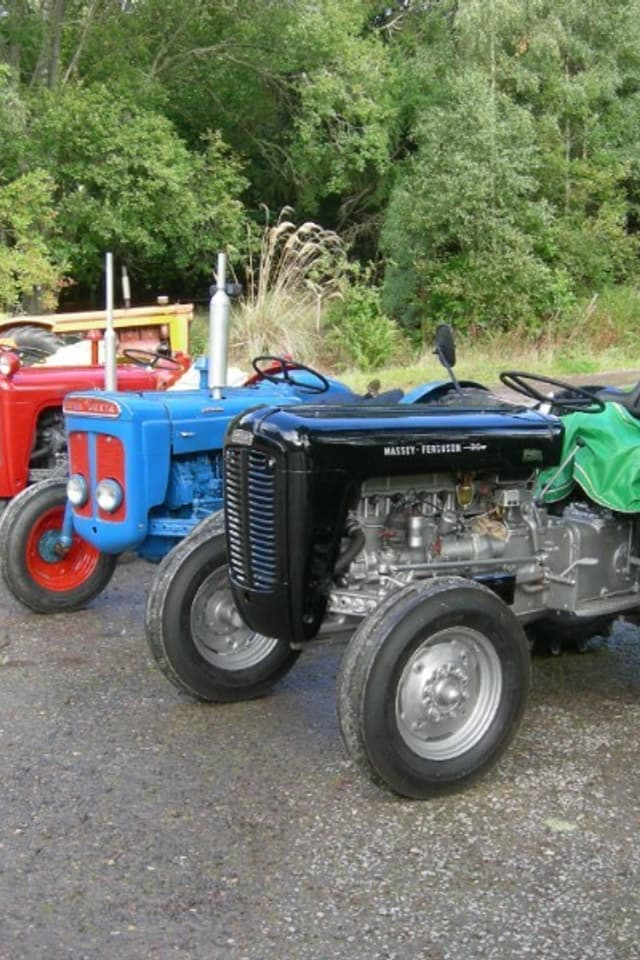 A row of tractors.
