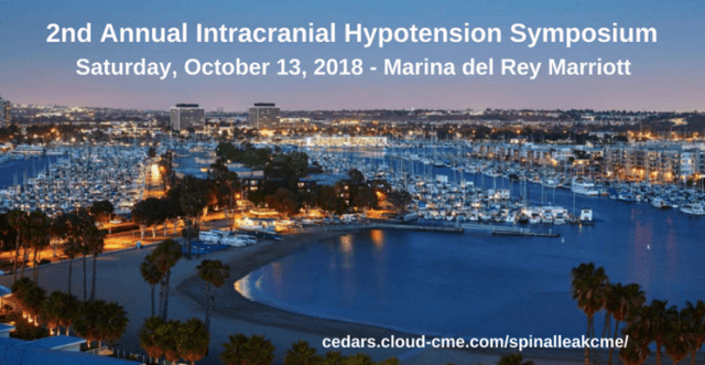 A banner giving information for the 2nd annual intracranial hypotension symposium.