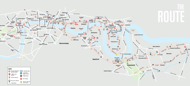 A map of the London Marathon route.