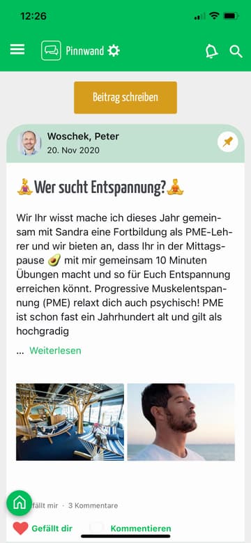 Quiply Mitarbeiter-App Nutzung als Pinnwand für sozialen Austausch