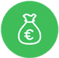 Geldsymbol zeigt weniger Kosten durch Quiply 