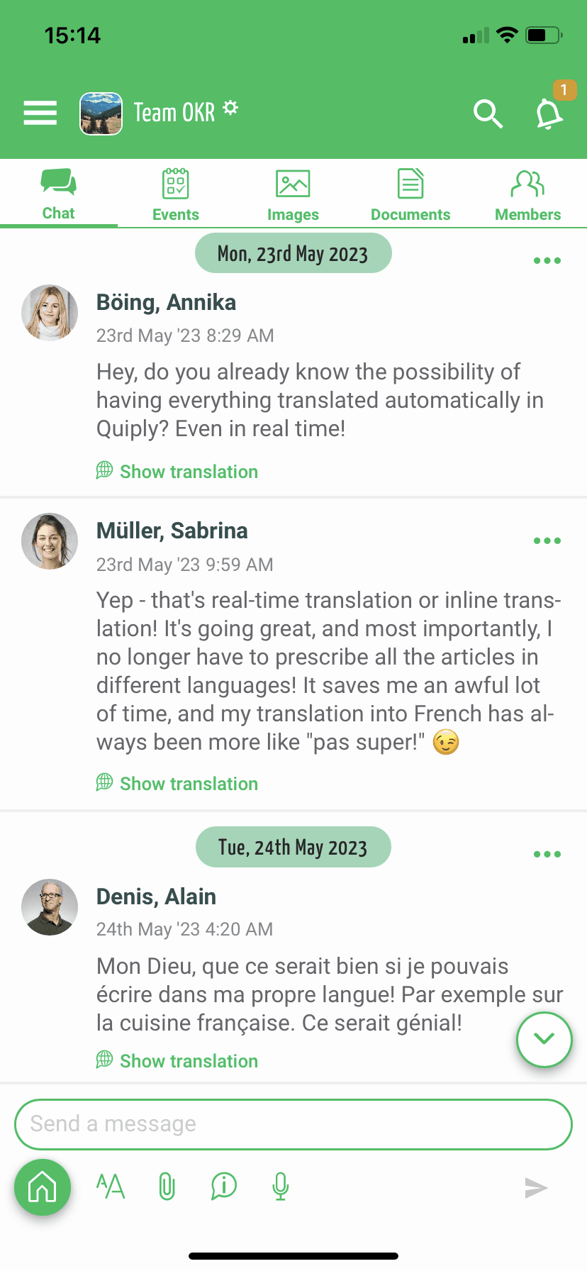 Chat Inline Translation English