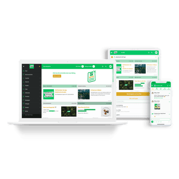 Mehrere Screens alle Geraete Desktop Laptop Smartphone Tablet iPad iphone Android Quiply Mitarbeiter App grauer Hintergrund