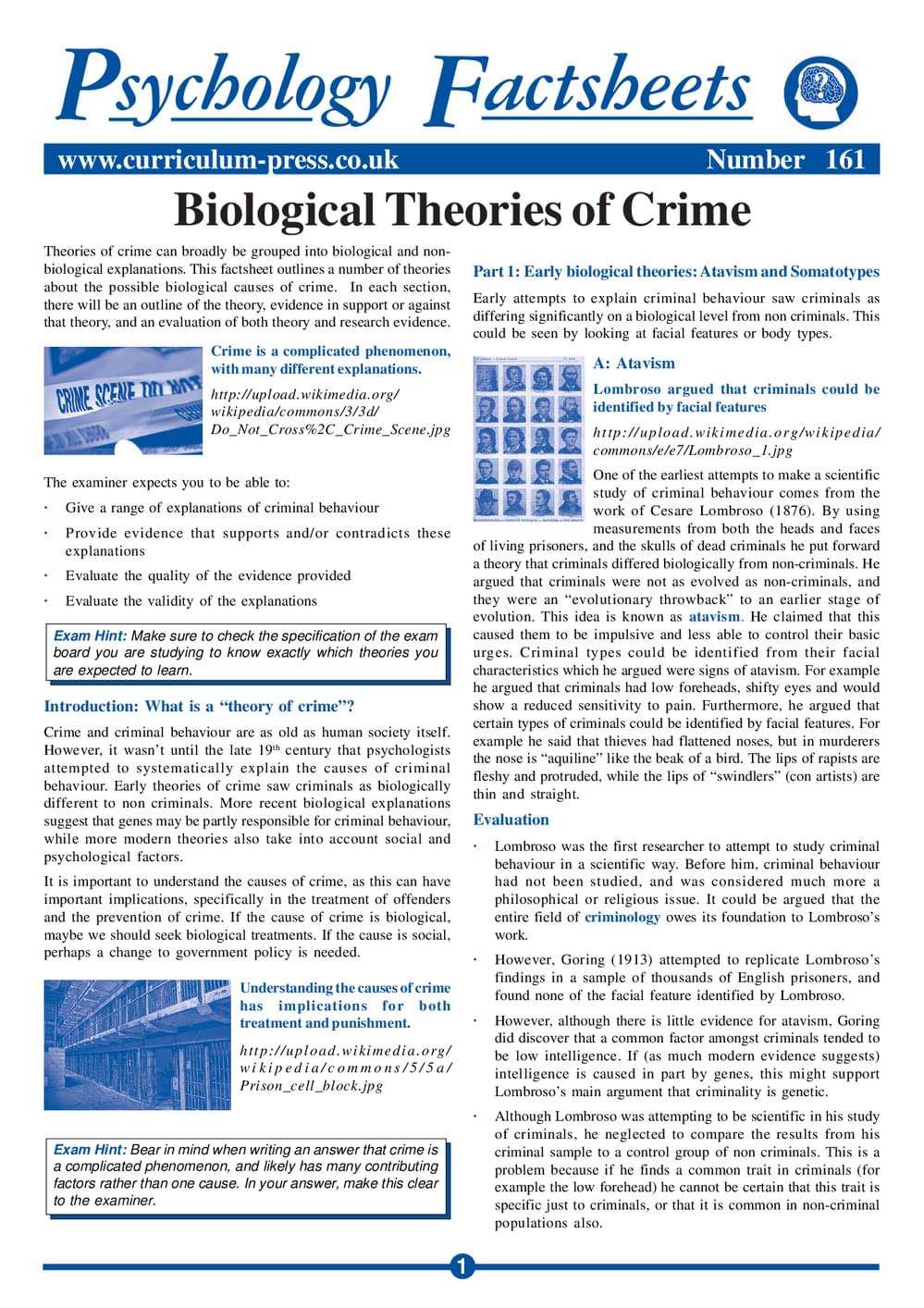 example of biological theory of crime