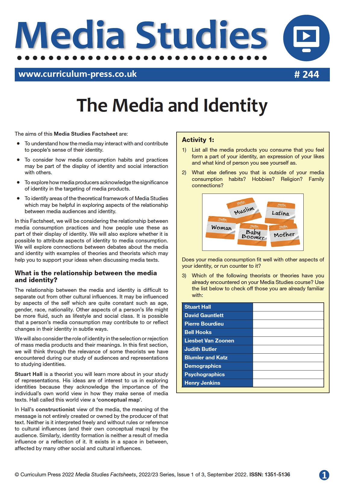 A Level Media Studies Factsheets | Teaching Resources | AQA, OCR, WJEC ...