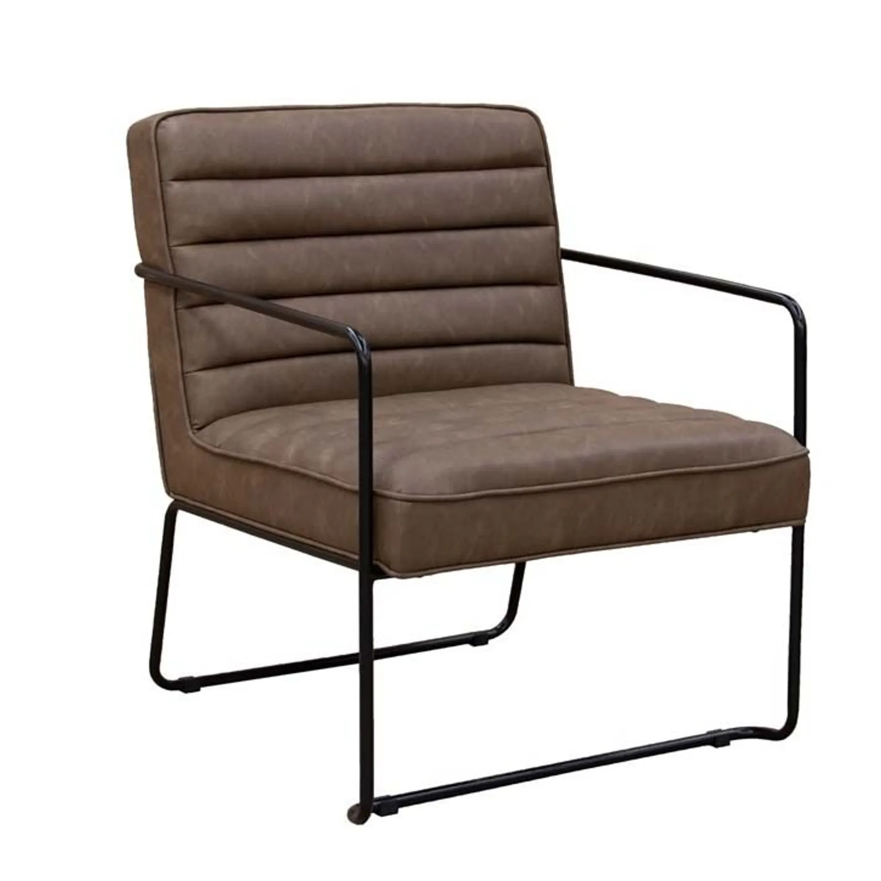 DEC01 BR Ribbed leather visitor chair
