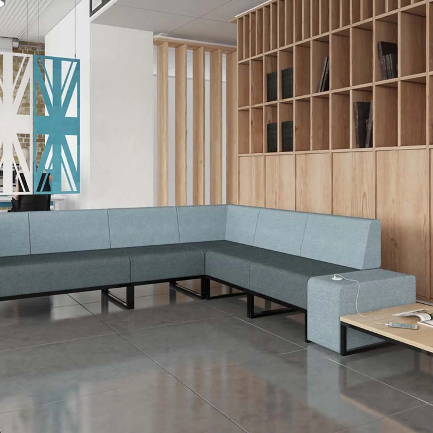 LOF Dams Nera modular seating single bench with back room scene