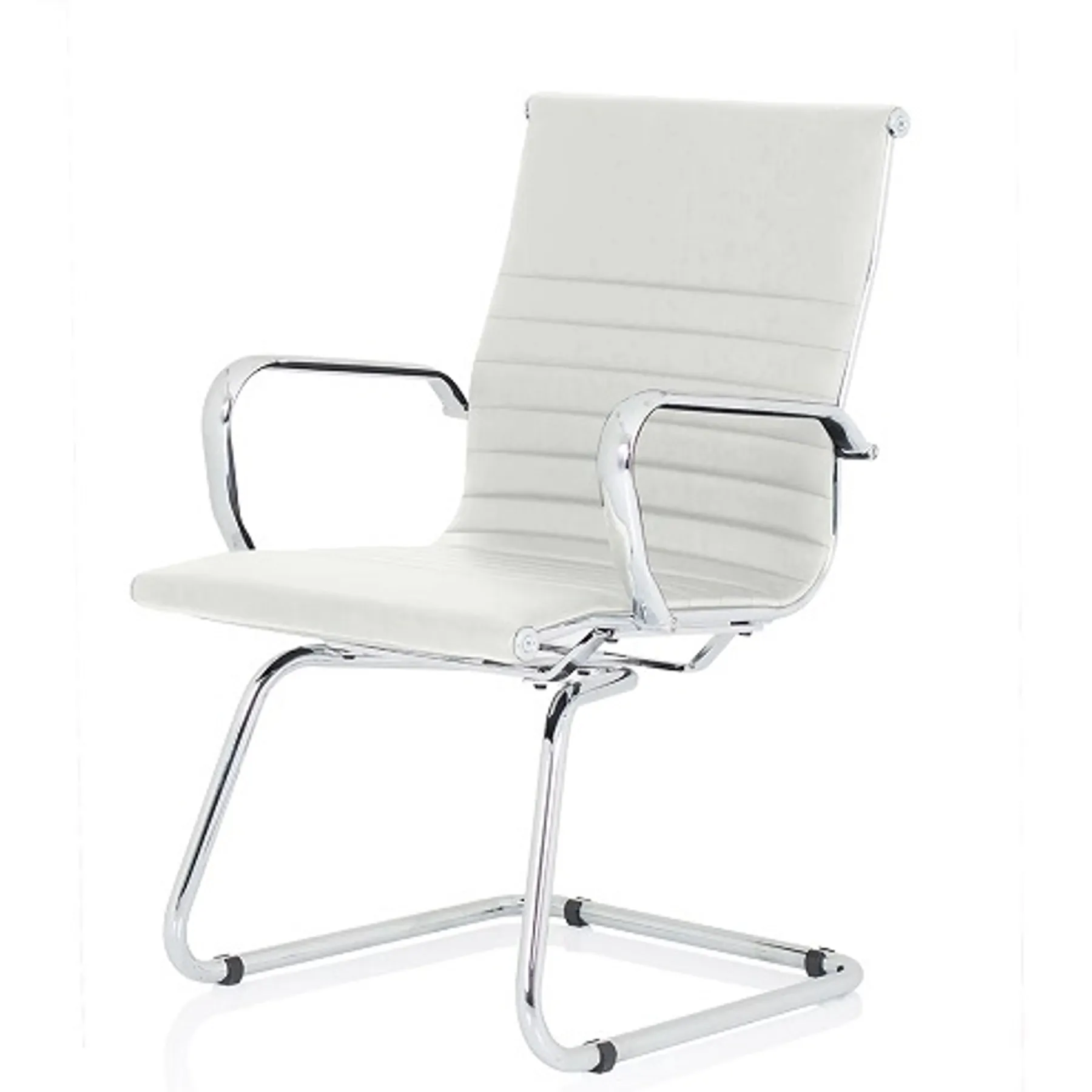 LOF Direct Dynamic Nola White Leather Meeting Chairs Angle
