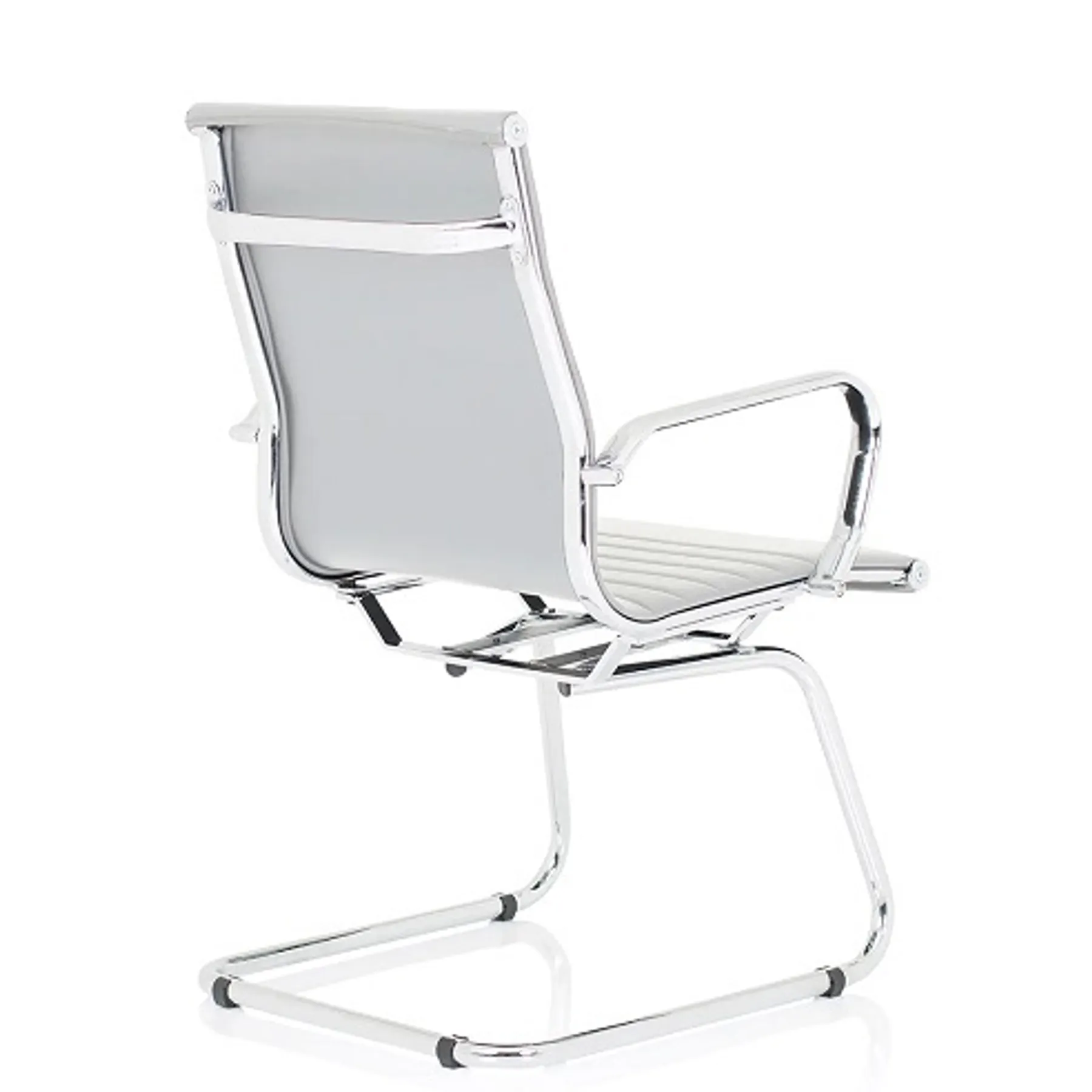 LOF Direct Dynamic Nola White Leather Meeting Chairs Back Angle2
