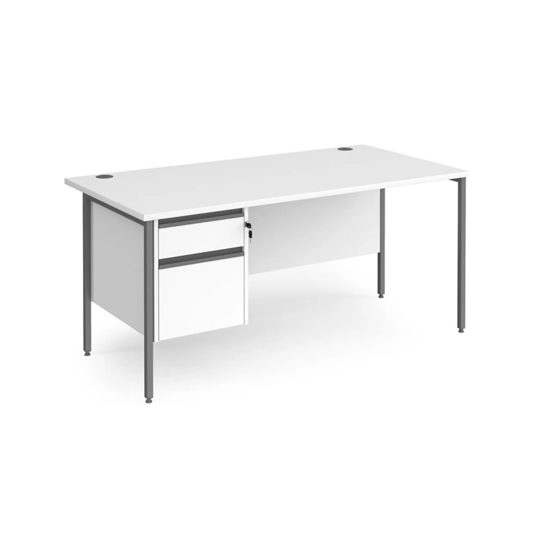 LOF Dams contract 25 H frame straight let with two drawer pedastal 1360 WHITE