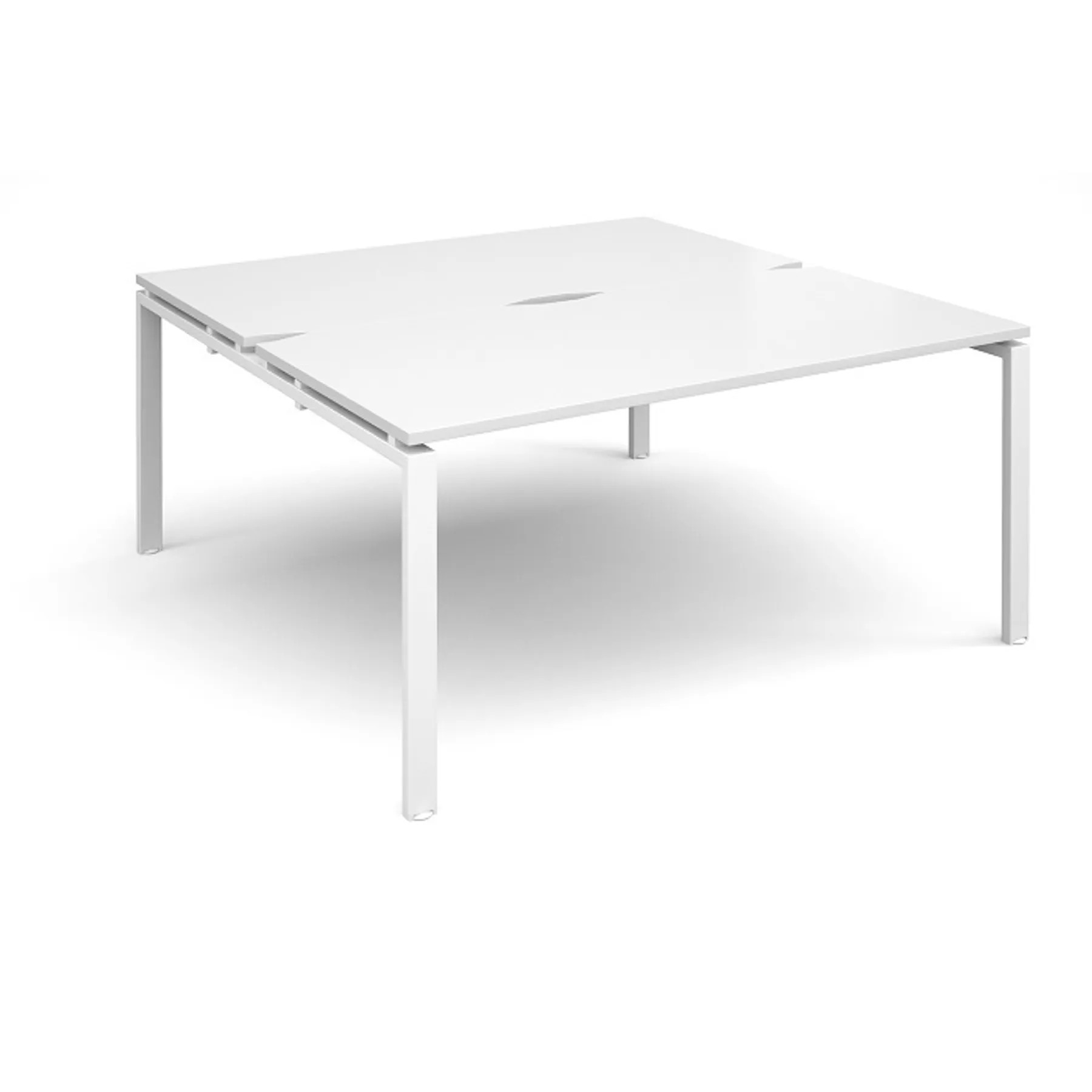 LOF Direct Dams Adapt II Bench Desks Back to back white desk top white frame