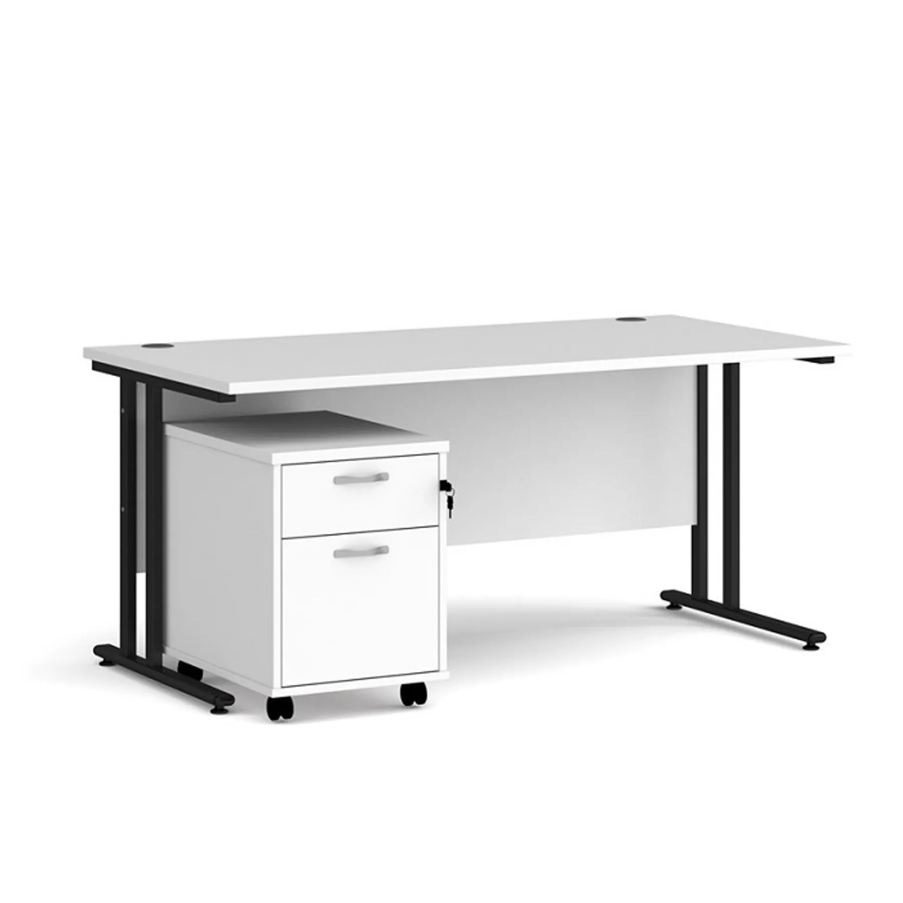 LOF Direct Dams Rectangular desk and pedestal bundle sb K216 white desk