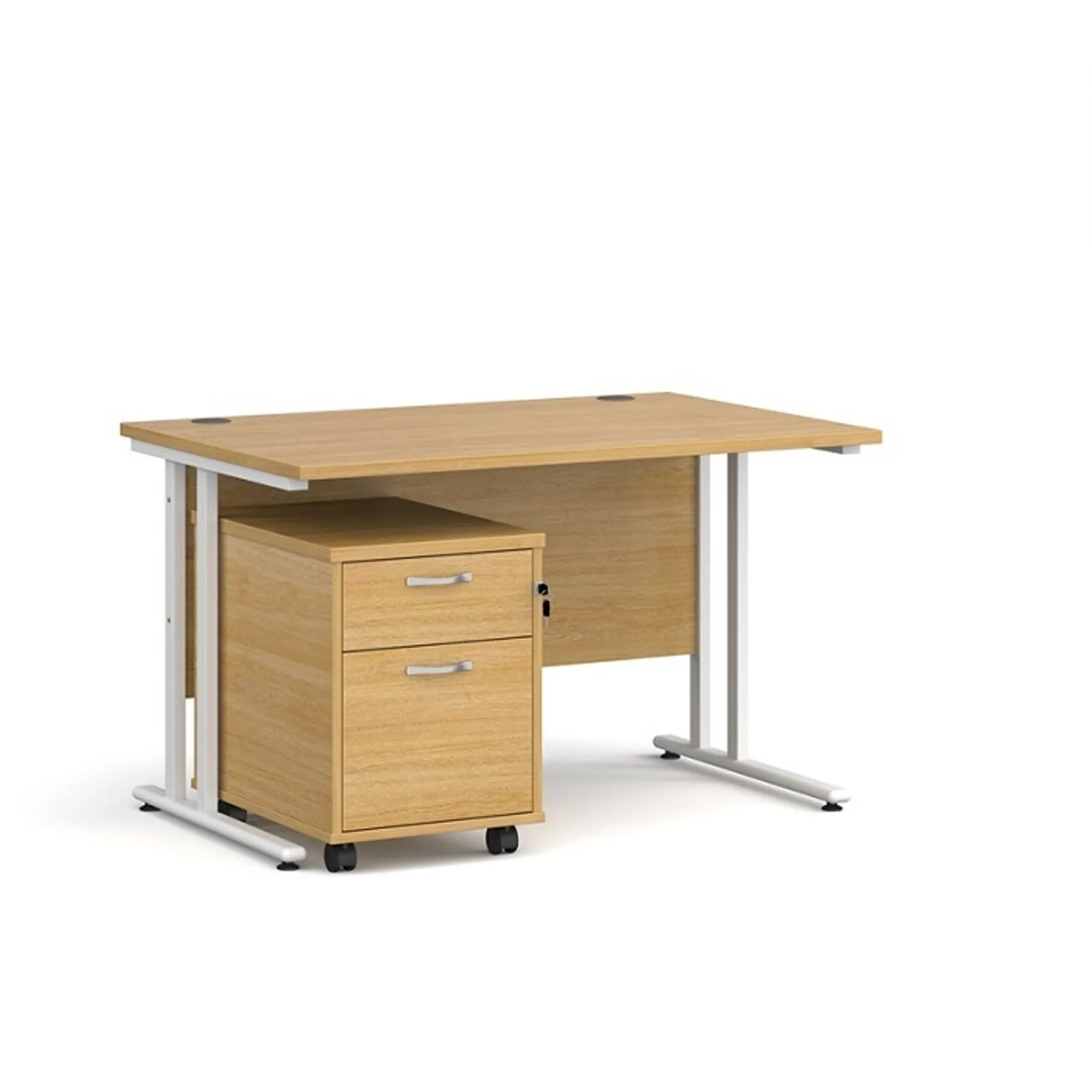 LOF Direct Dams Rectangular desk and pedestal bundle sb WH212 oak desk