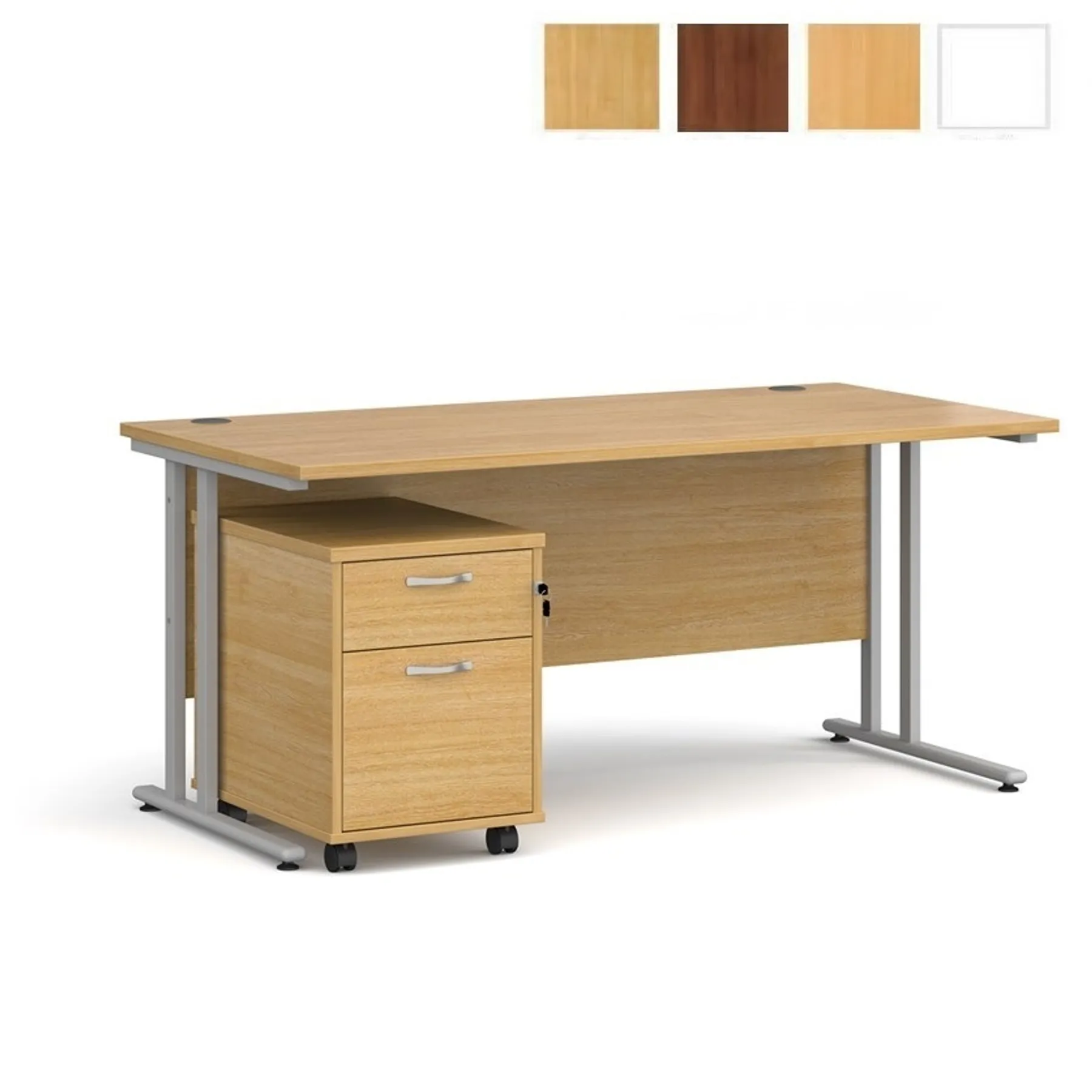 LOF Direct Dams Rectangular desk and pedestal bundle sbs216 oak beech white walnut desk