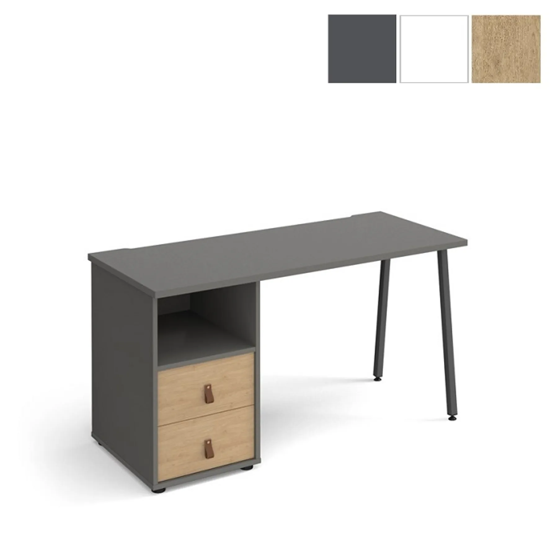 LOF Direct Dams Sparta A Frame Home Office Desk with Drawers Grey Oak Drawers Finishes