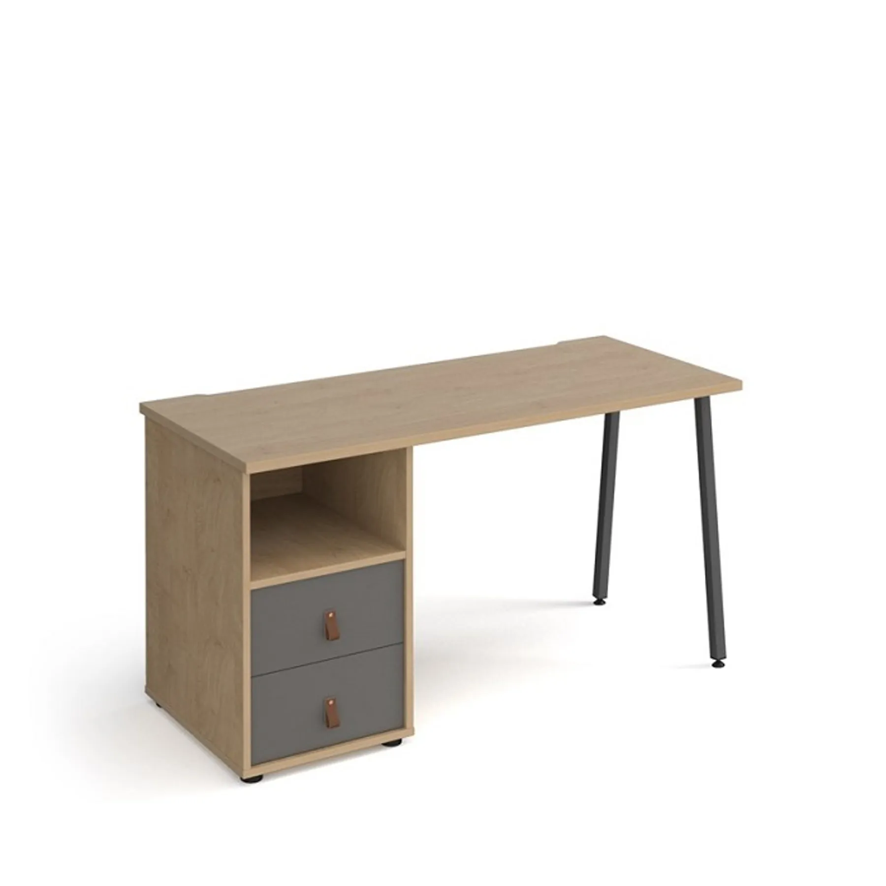 LOF Direct Dams Sparta A Frame Home Office Desk with Drawers Oak GREY Drawers