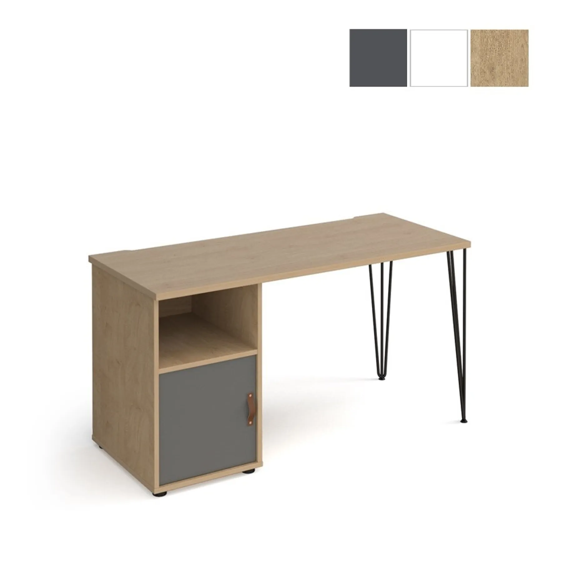 LOF Direct Dams Tikal Hairpin Home Office Desk with cupboard Oak Grey TK614 P C Finishes