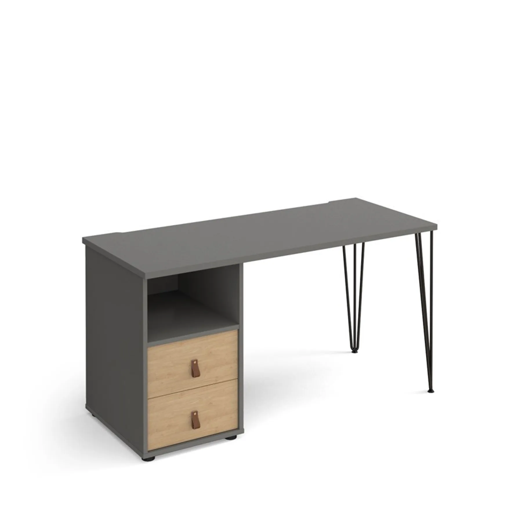 LOF Direct Dams Tikal Hairpin Home Office Desk with drawers Grey Oak TK614 P D