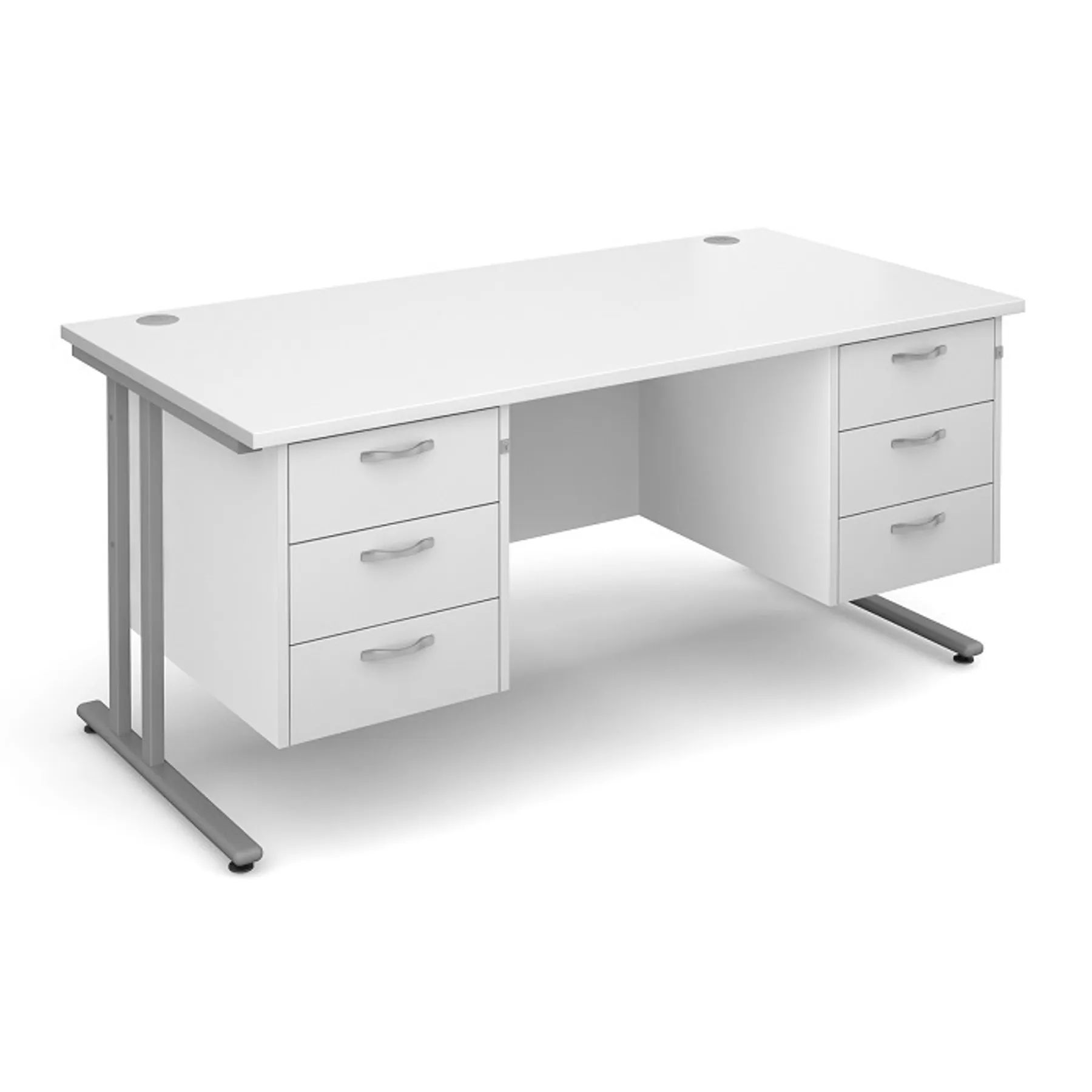 LOF Direct Dams maestro straight desk 25 SL with 2 x 3 drawer pedestals MC16 P33 S White