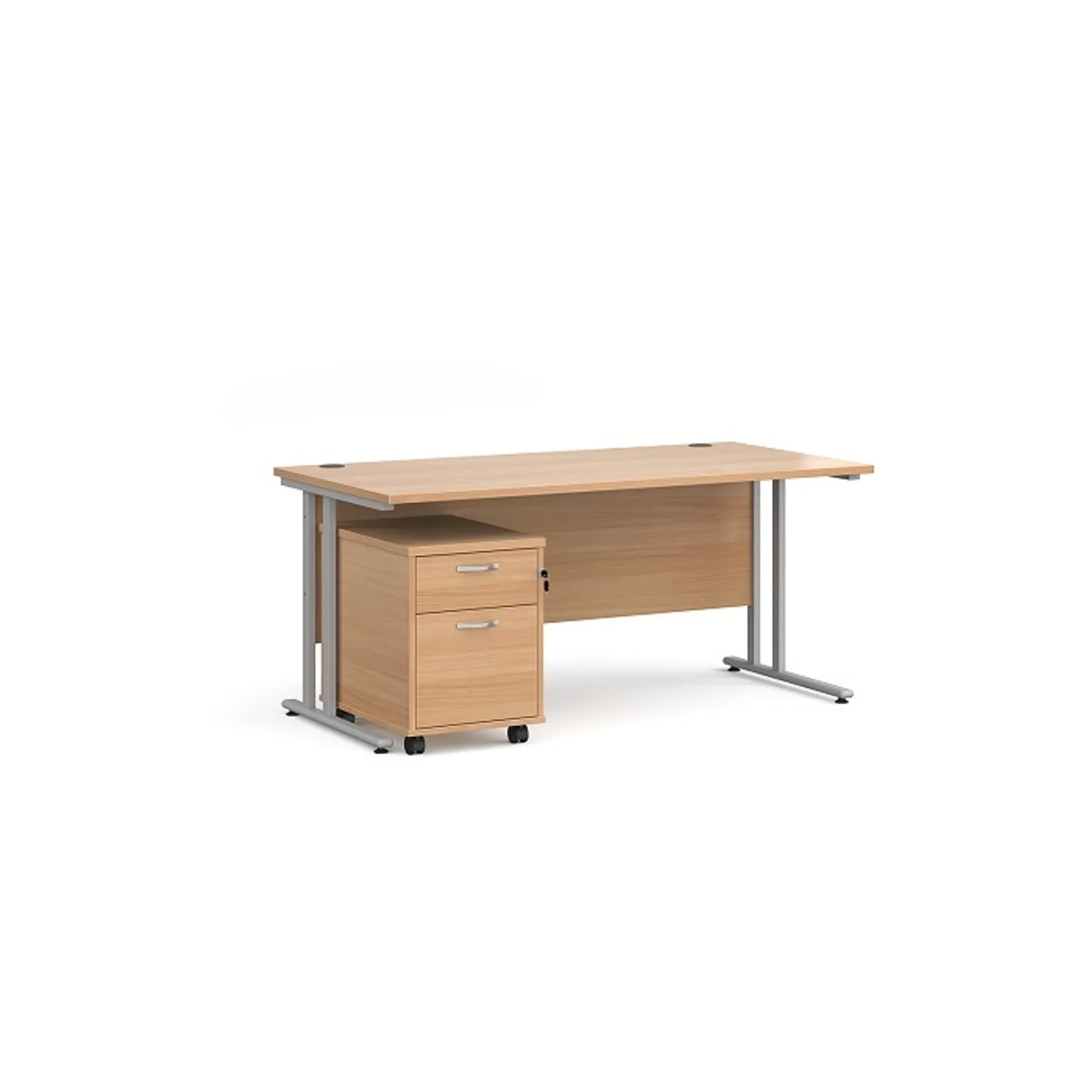 LOF Direct Dams straight desk with mobile pedestal bundle 2 drawer beech office furniture