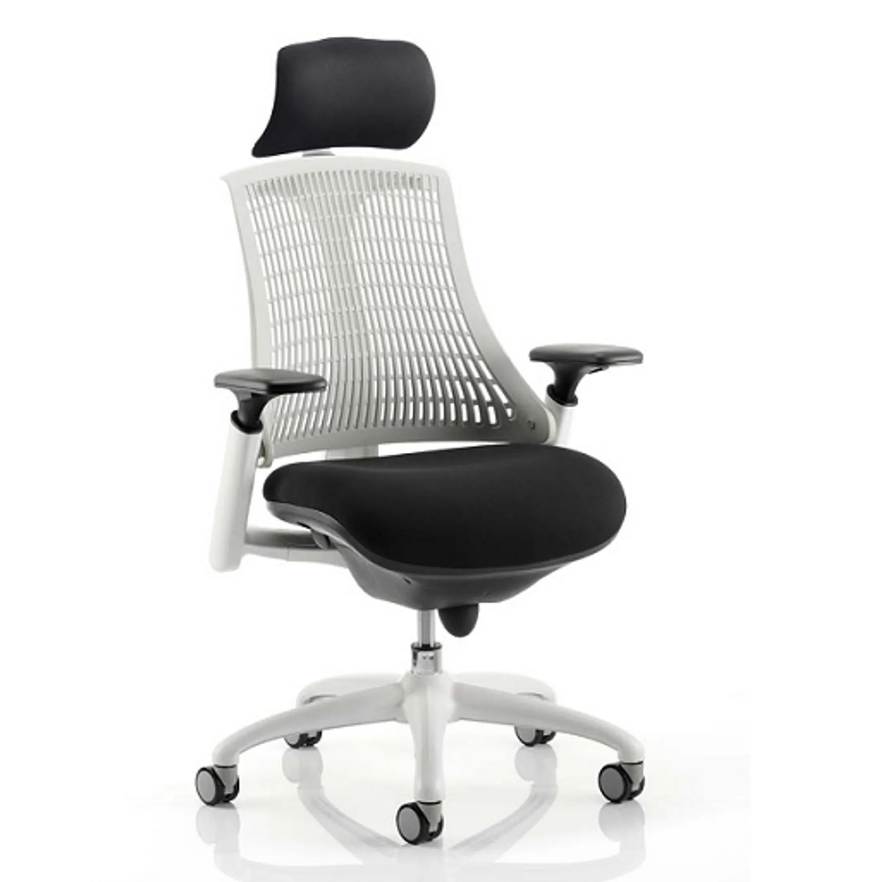 Lof Direct Dynamic Flex white frame chair black seat with headrest KCUP0730