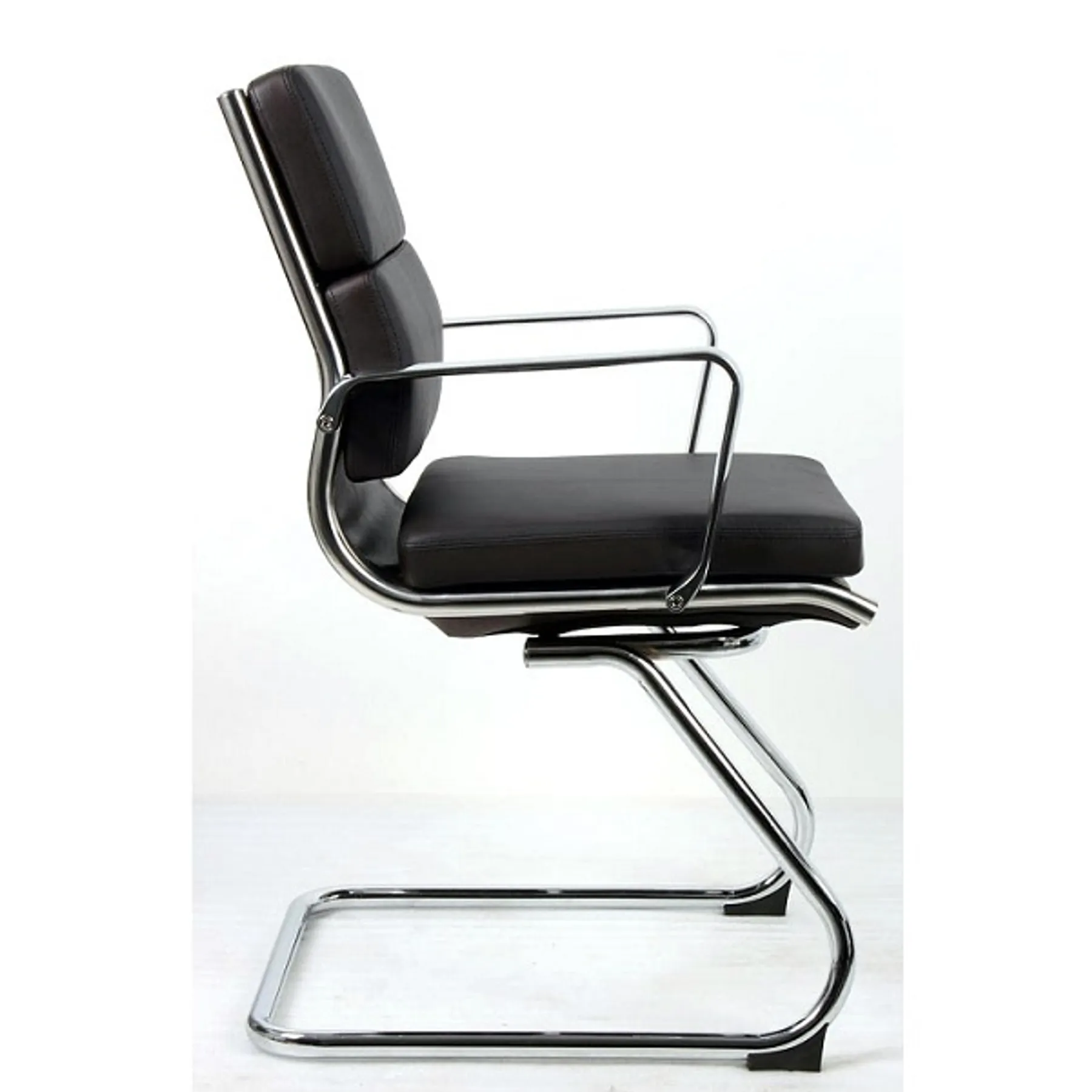 Lof Direct Dynamic Savoy Black Leather meeting Chair with chrome cantilever frame side view