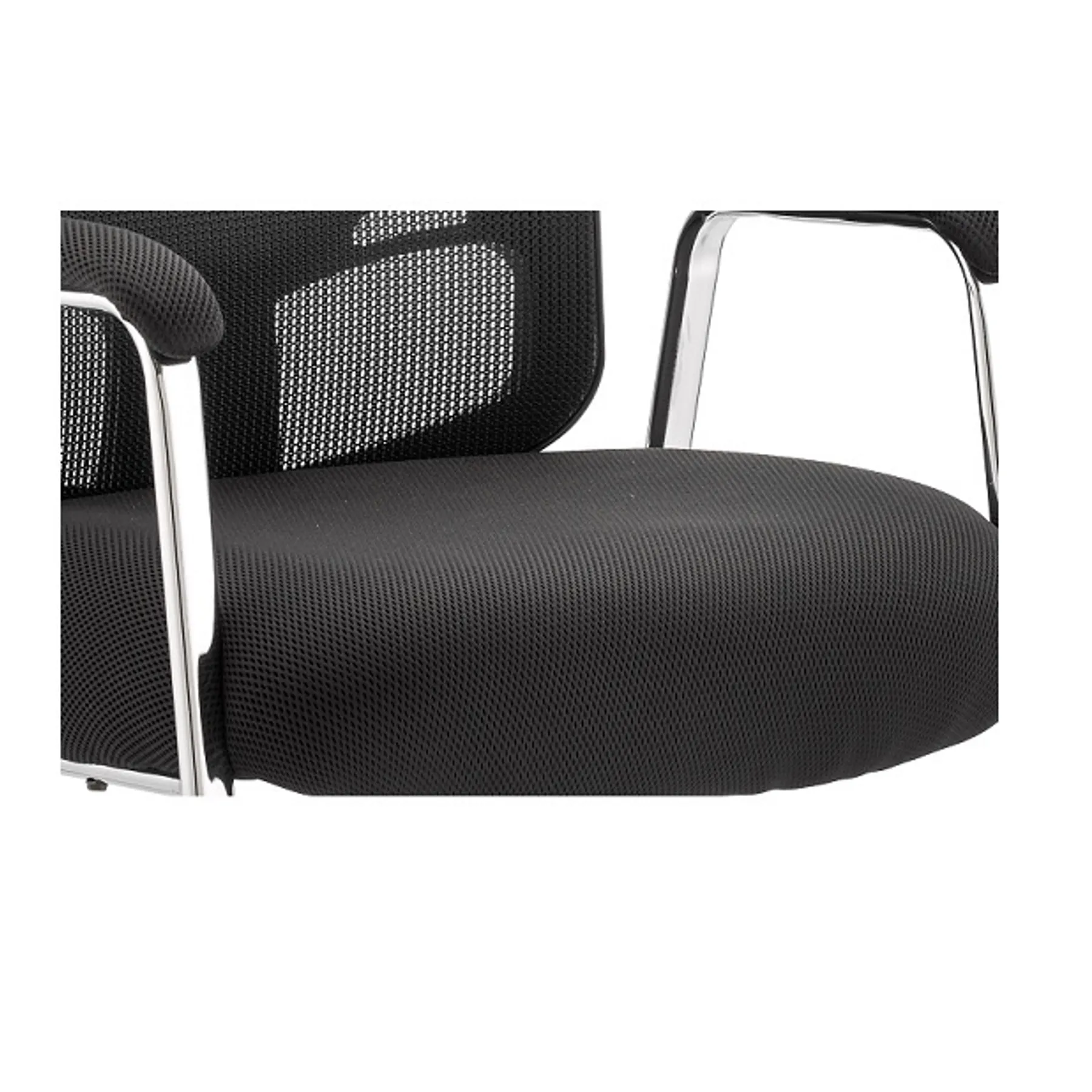 Lof Direct Dynamic portland mesh visitor chair 4 leg black close up seat