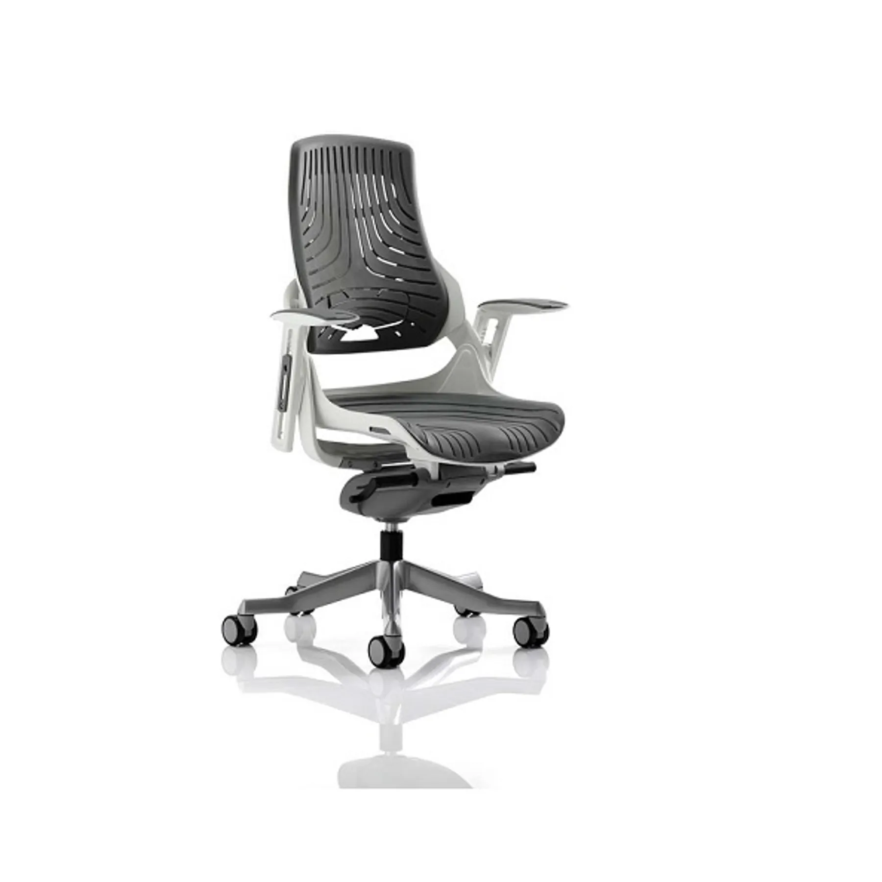 Lof Direct Dynamic zure grey elastomer white frame executive chair no headrest
