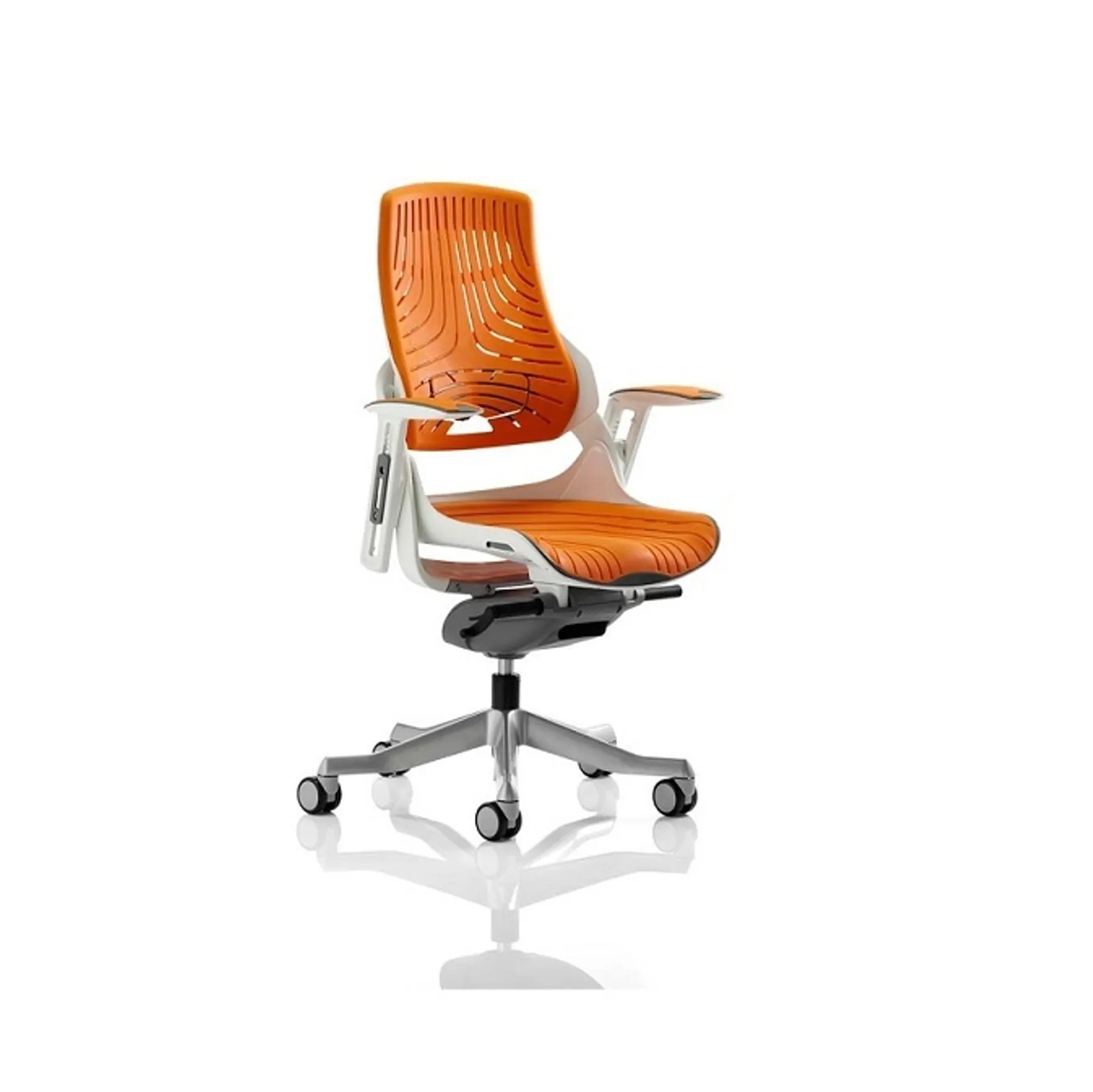 Lof Direct Dynamic zure orange elastomer white frame executive chair no headrest