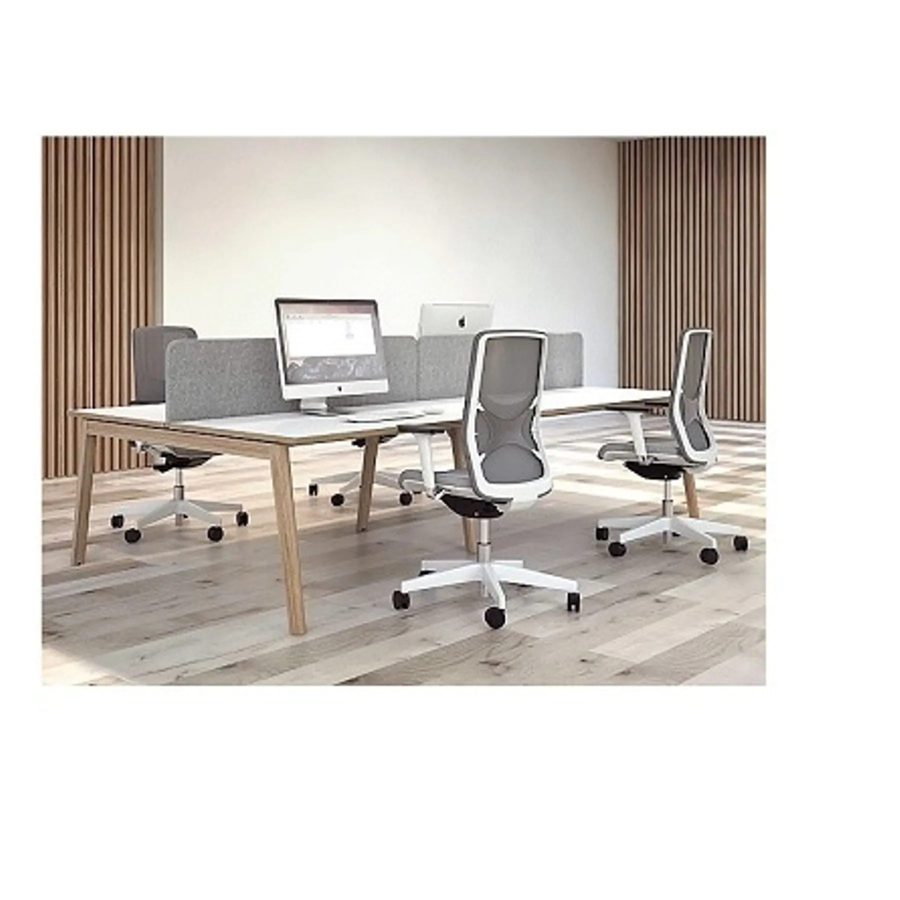 Lof Direct narbutas nova wood bench desks back to back white desks wooden legs roomset